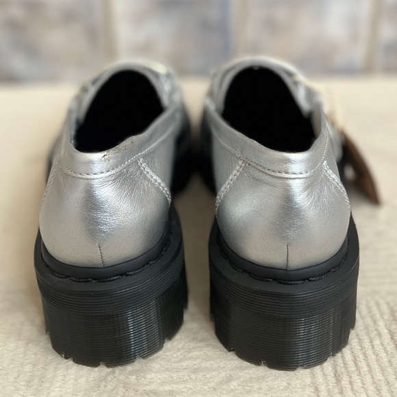 NEW Womens Size 10 Dr. Martens Penton II Quad Metallic Silver Leather Loafers - Picture 3 of 7